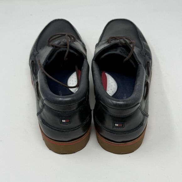 Tommy Hilfiger Lug Sole Boat Shoes Mens 11.5 Blue Leather 3 Eye Chunky Prepcore - Picture 11 of 16